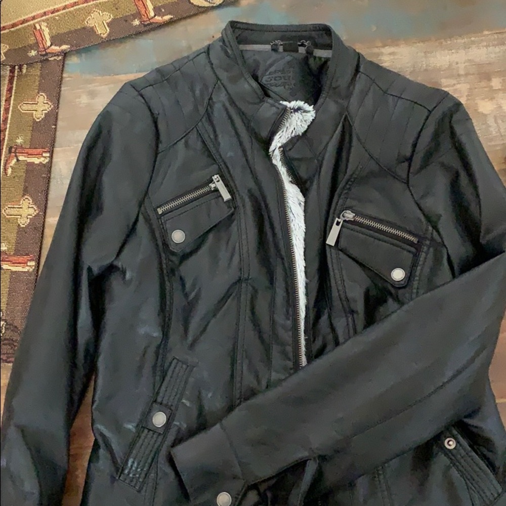 Black leather jacket